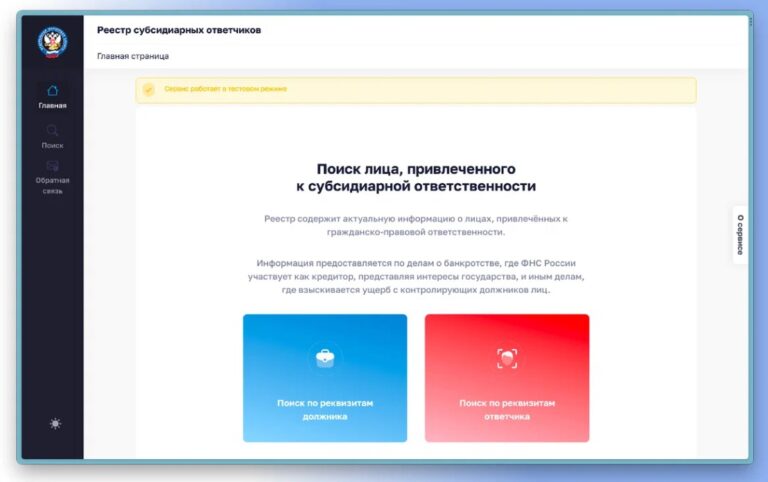 Запустили новый электронный сервис «Реестр субсидиарных ответчиков»